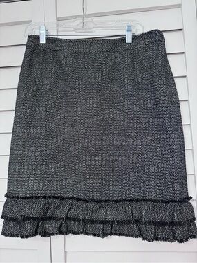 Women's Talbots Black Tweed Ruffle Hem Skirt
